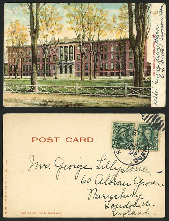 USA Conn. High School NEW HAVEN 1907 Old U.B. Postcard