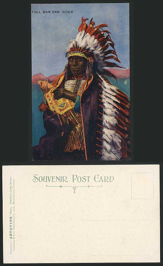 NATIVE INDIAN SIOUX Tall Man Canada Old Postcard ETHNIC
