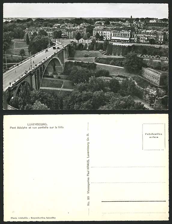 Luxembourg Old R.P. Postcard PONT ADOLPHE sur la Ville