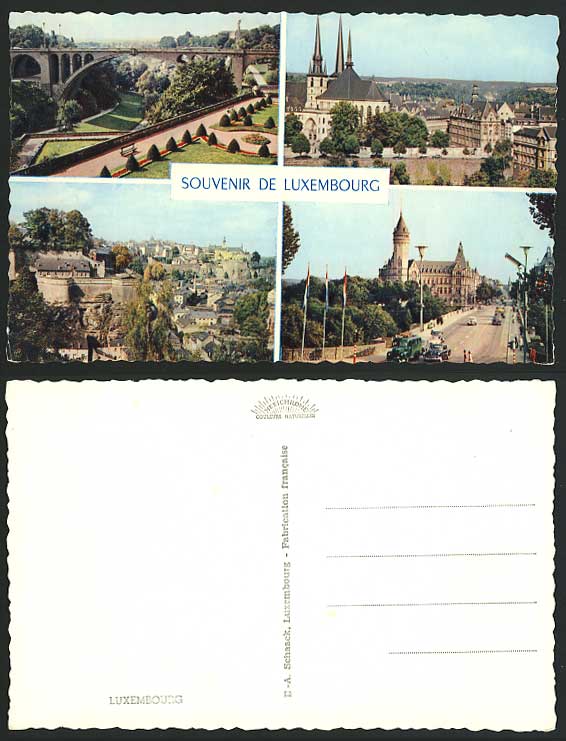 LUXEMBOURG Old Multiview Colour Postcard Street Bridge