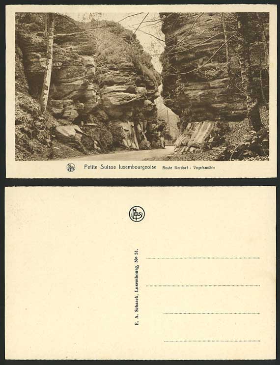 Luxembourg Old Postcard Rock Route BERDORF Vogelsmuehle