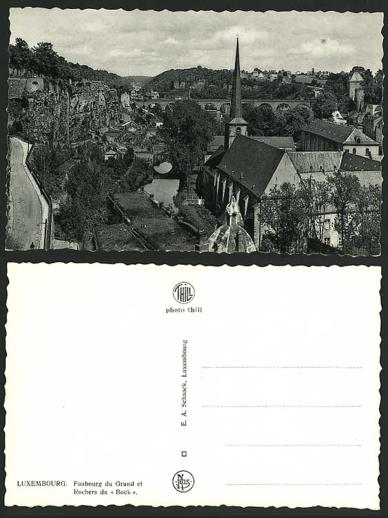 LUXEMBOURG Old Postcard Faubourg du Grund Rochers BOCK