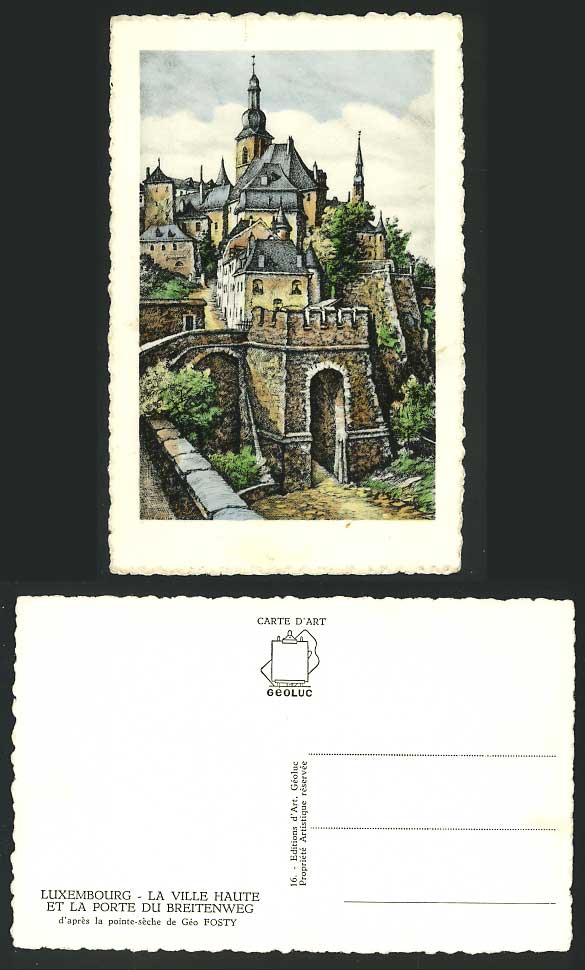 Luxembourg Old Art Drawn Postcard - Porte Du Breitenweg