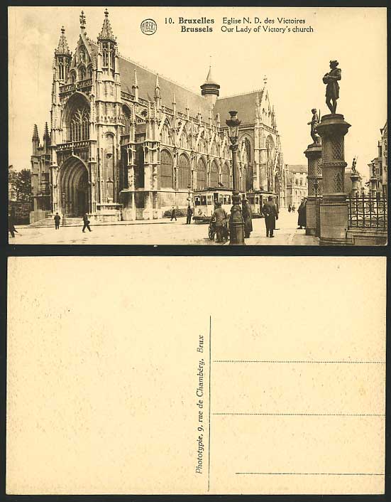 Bruxelles Old Postcard Our Lady of Victorys Church TRAM
