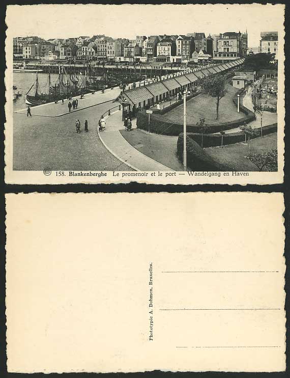 Blankenberghe Old Postcard Harbour Promenoir et le Port