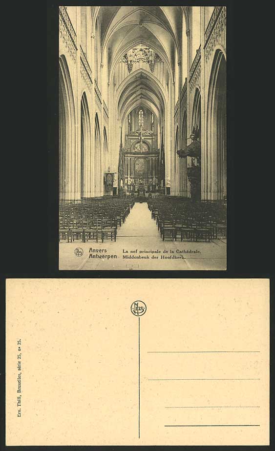 Belgium Old Postcard Anvers Cathedrale La Nef The NAVE