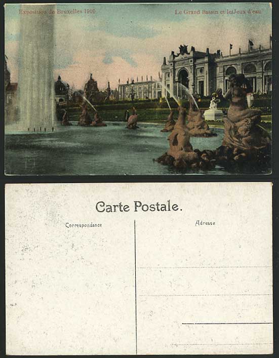 BRUSSELS EXHIBITION Belgium 1910 Old Postcard Fountains