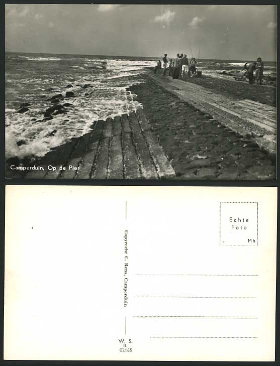 Netherlands Old Postcard CAMPERDUIN Op de Pier FISHING