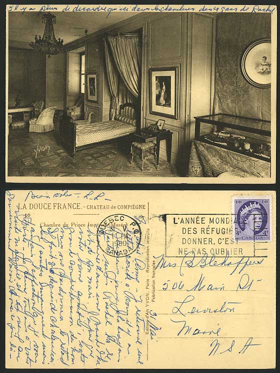 COMPIEGNE Chateau 1960 Postcard Chambre du Prince Musee