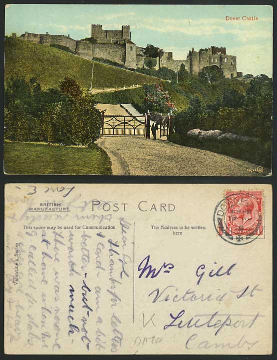 DOVER CASTLE Kent 1919 Old Color Postcard Entrance Gate