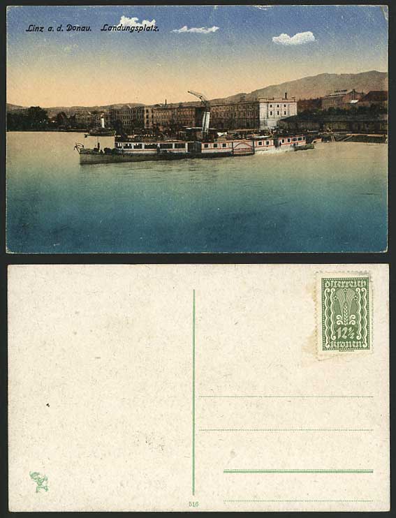 STEAM SHIP - Linz a.d. Donau Landungsplatz Old Postcard