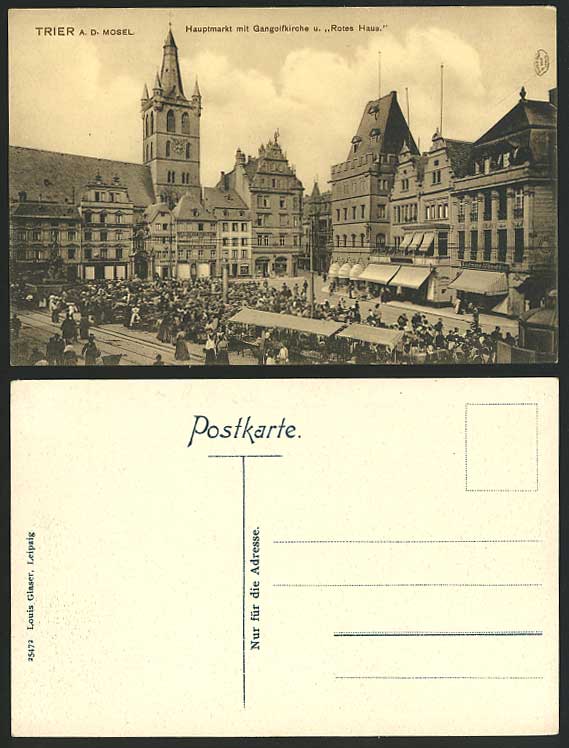 TRIER Old Postcard Rotes Haus Hauptmarkt Gangolfkirche