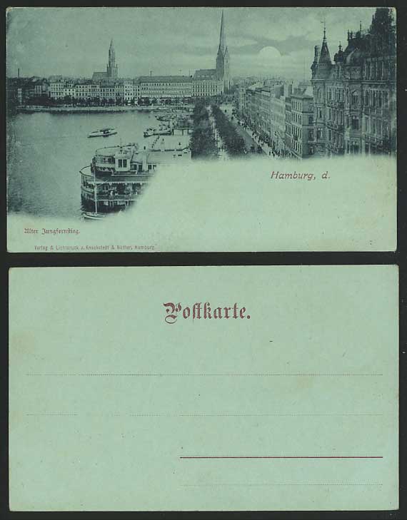 Germany Old Postcard HAMBURG Alter Jungfernstieg Boats
