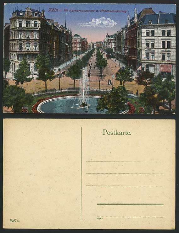 COLOGNE Old Postcard Barbarossaplatz u Hohenstaufenring
