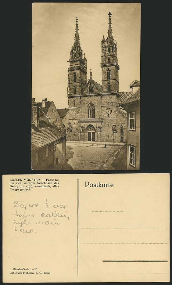 Switzerland Old Postcard Basler Muenster Fassade Church