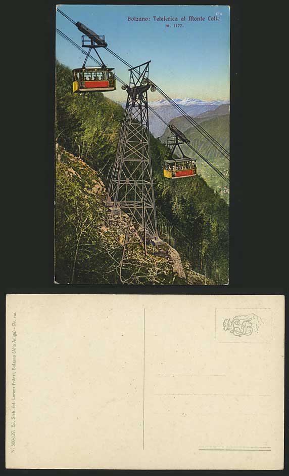 Italy Old Postcard BOLZANO Teleferica Monte Colle m1177