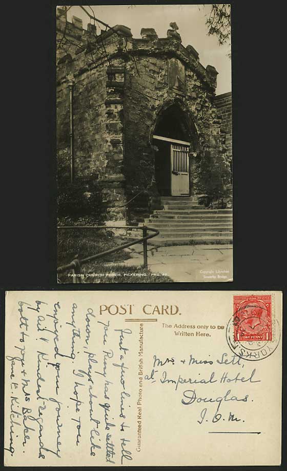Yorks 1934 R.P. Postcard PICKERING Parish Church Porch