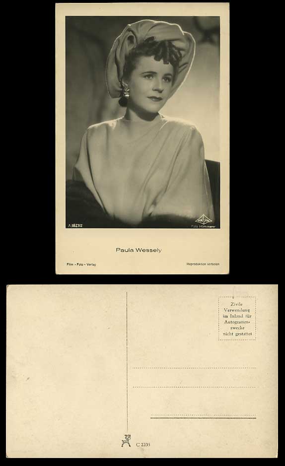 Austrian Actress PAULA WESSELY Old Real Photo Postcard