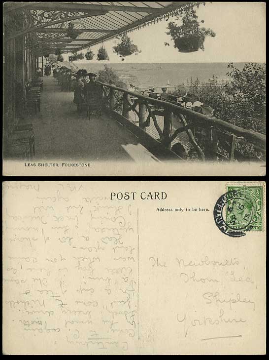 FOLKESTONE 1913 Old Postcard Panorama Lees LEAS SHELTER Kent