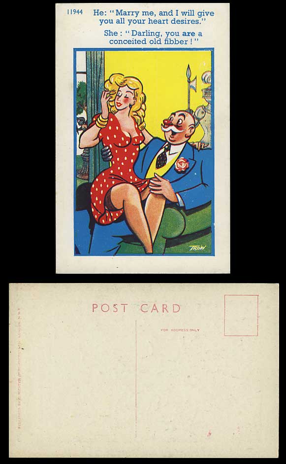 TROW Comic Old Postcard Marry Me - Conceited Old Fibber