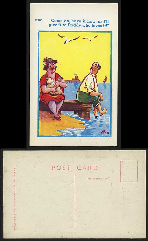 TROW Comic Old Postcard I Give it to Daddy Who Loves it