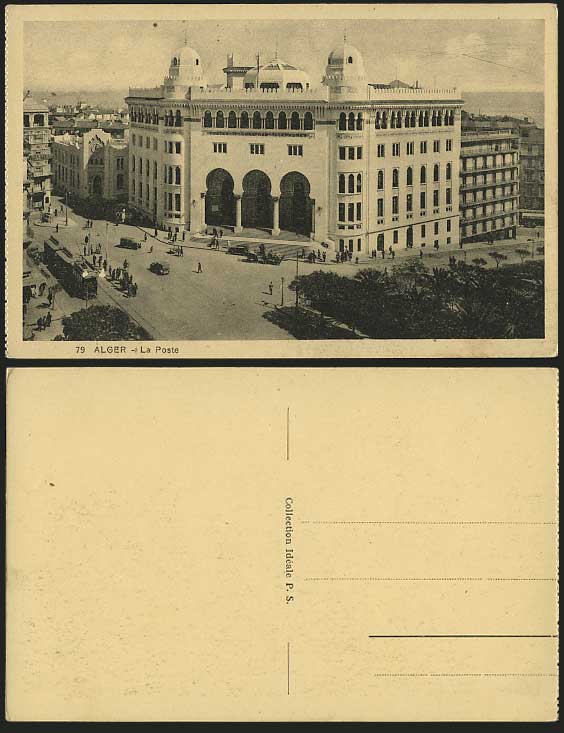 ALGIERS Old Postcard Alger La Poste Post Office TRAMWAY