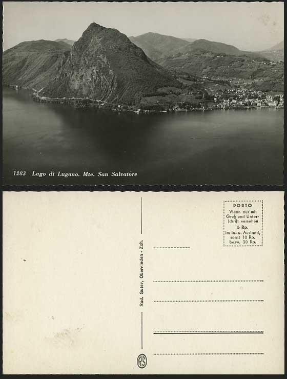 Swiss Old RP Postcard Lago di Lugano Mte. San Salvatore