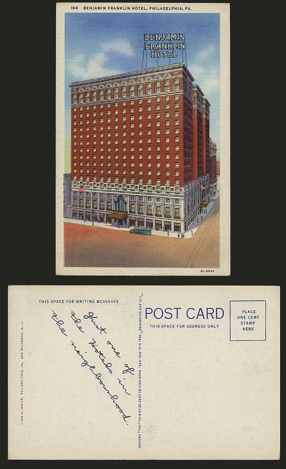 USA Old Postcard Philadelphia - BENJAMIN FRANKLIN HOTEL