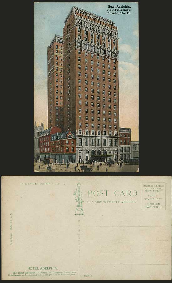 USA Old Postcard 13th & Chestnut Sts. Hotel Adelphia PA