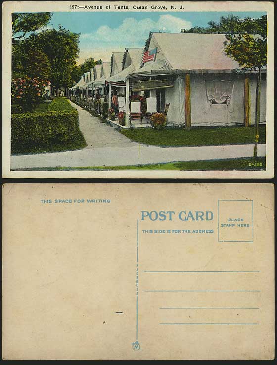 USA Old Postcard New Jersey Ocean Grove AVENUE OF TENTS
