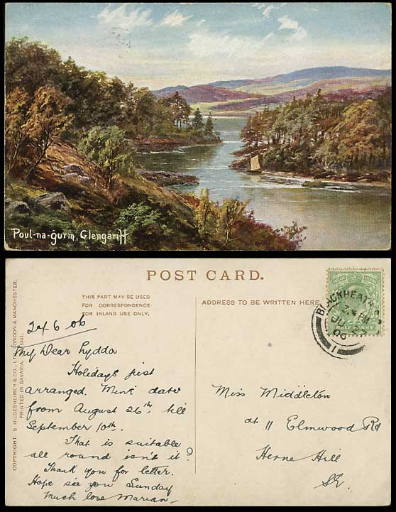 Glengariff POUL-NA-GURM 1906 Old Artist Drawn Postcard