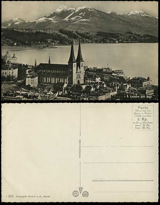Swiss Old Real Photo Postcard Lake Mts. LUZERN mit RIGI