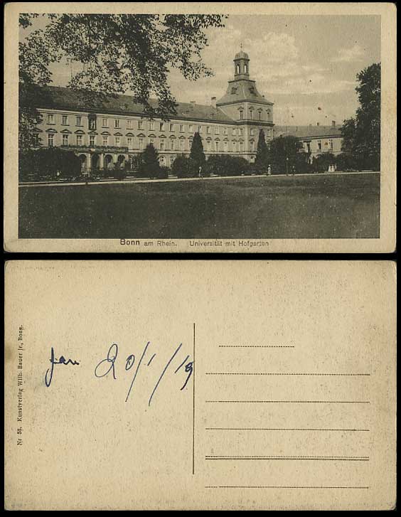Germany BONN University Universitat Hofgarten 1919 Old Postcard German