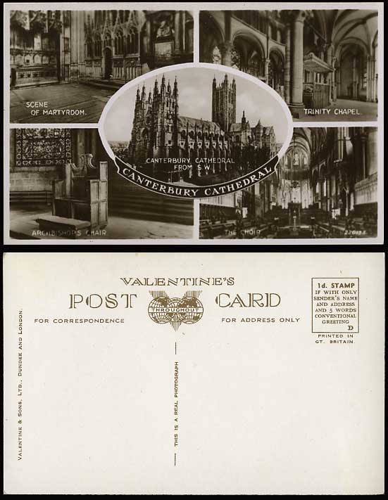 Canterbury Cathedral Old Postcard Martyrdom, Choir, etc