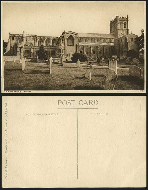 Dorset Old Postcard Clock Tower - Christchurch Priory