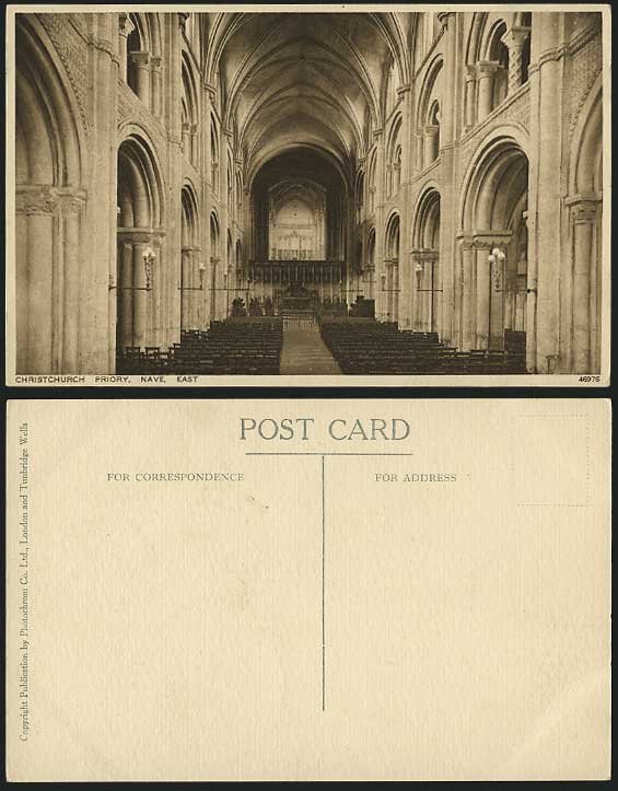 Dorset Old Postcard CHRISTCHURCH PRIORY Interior - NAVE