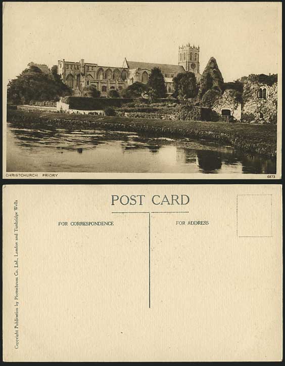Dorset Old Postcard River Panorama, Christchurch Priory