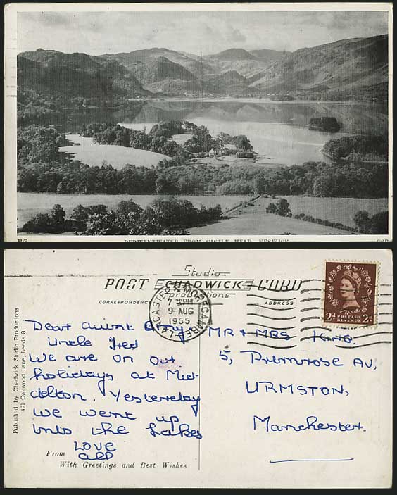 Derwentwater from Castle Head Keswick 1955 Old Postcard