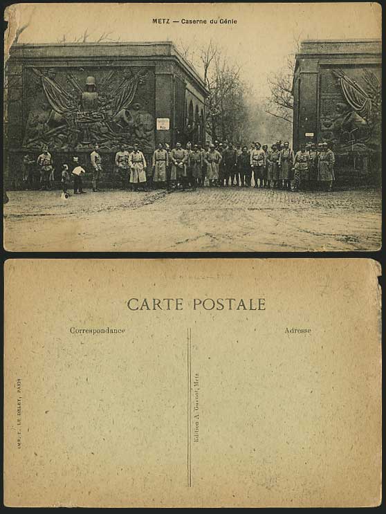 METZ Old Postcard Caserne du Genie Soldiers at Barracks
