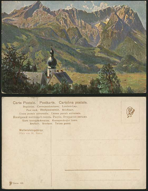 Germany Old ART Postcard Wettersteingebirge - St. Anton