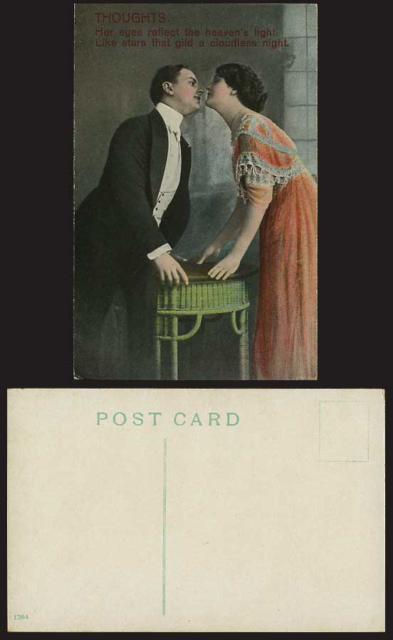 Thoughts Her eyes - heven's light Old Postcard Romance