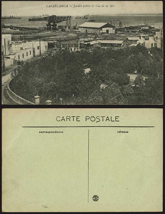 Morocco Old Postcard CASABLANCA Public Garden & Seaview