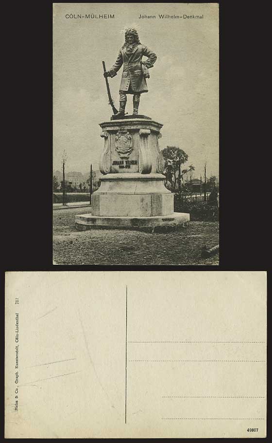 COLOGNE Muelheim Old Postcard - Johann Wilhelm Denkmark