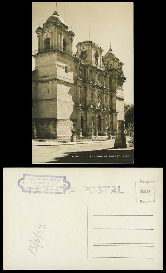 Mexico 1953 Old Postcard Catedral de OAXACA Cathedral