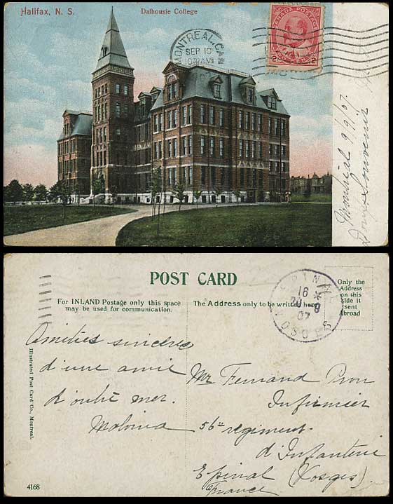 Canada 1907 Old Postcard DALHOUSIE COLLEGE Halifax N.S.