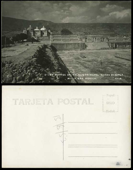 Mexico 1953 Old Postcard Palacio Principal MITLA Ruins
