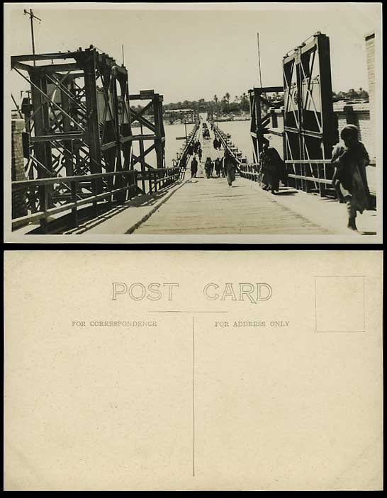 Egypt Old RP Postcard Car River Natives Crossing BRIDGE