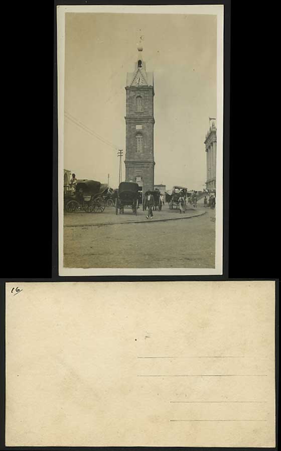 Egypt Old RP Postcard CLOCK TOWER Street Scene Carriage