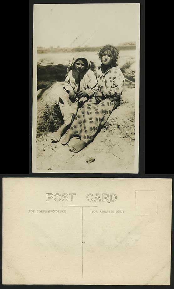 Egypt Old RP Postcard Ethnic 2 Native Egyptian Children