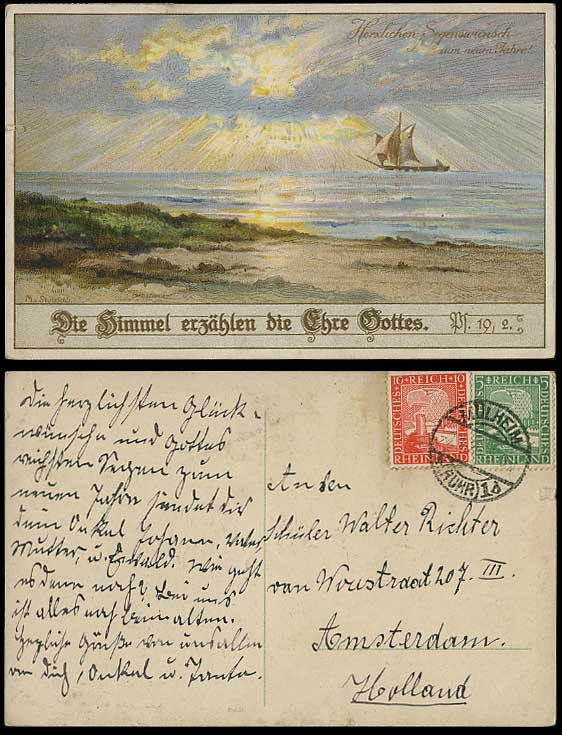 Herzlichen Segenswunsch z Neuen Jahre 1926 Old Postcard